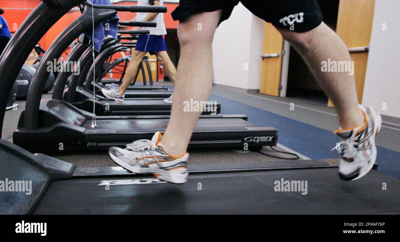 A man runs on a treadmill in Oklahoma City, Thursday, Jan. 3, 2008