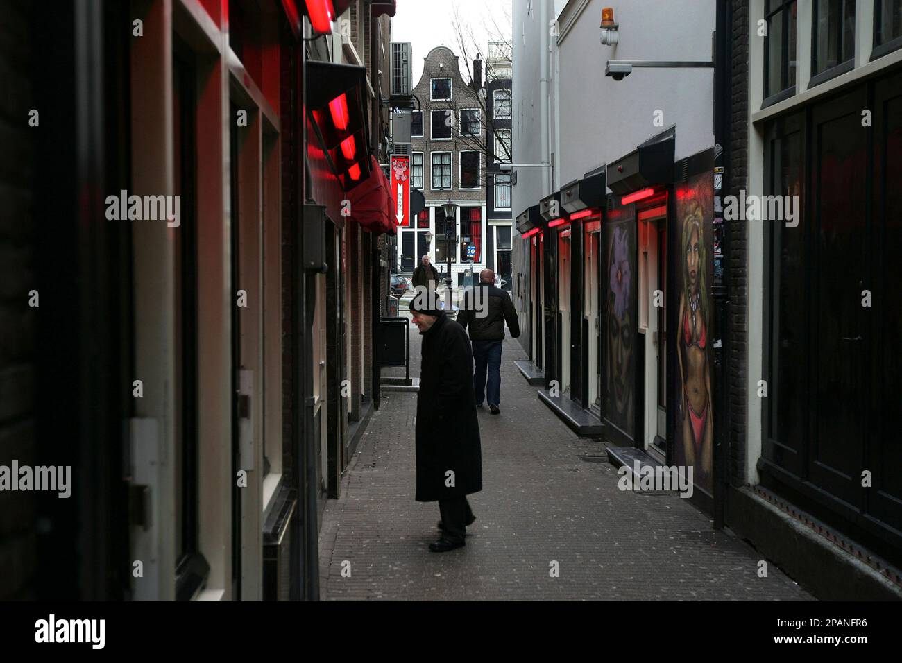 A street in the red light district in Amsterdam, Netherlands, Monday