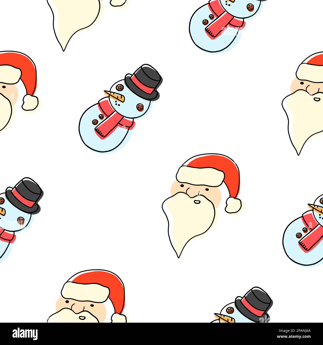 Merry Christmas seamless pattern. Vector elements in cartoon flat style ...