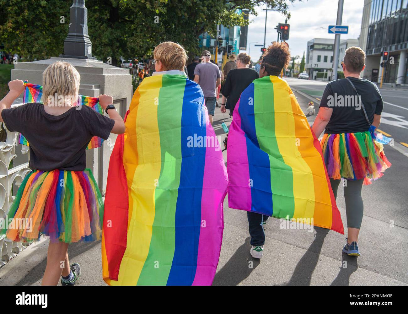Christchurch, New Zealand. 12th Mar, 2023. Dogs dressed in colourful