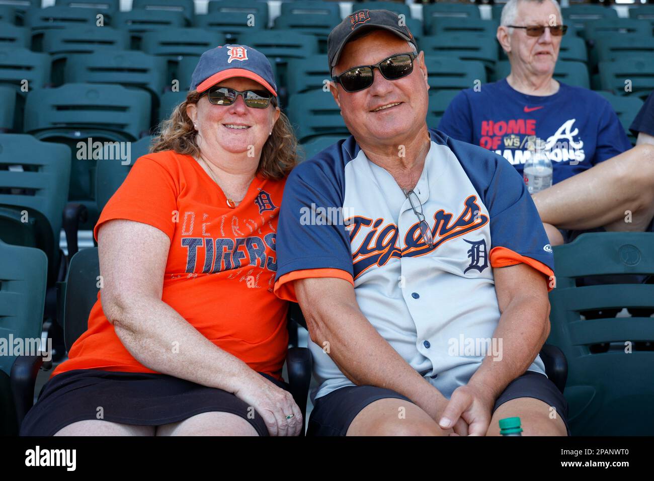 March 11, 2023, North Port FL USA; Detroit Tigers fans enjoying a day at the ball park during an MLB spring training against the Atlanta Braves game a Stock Photo
