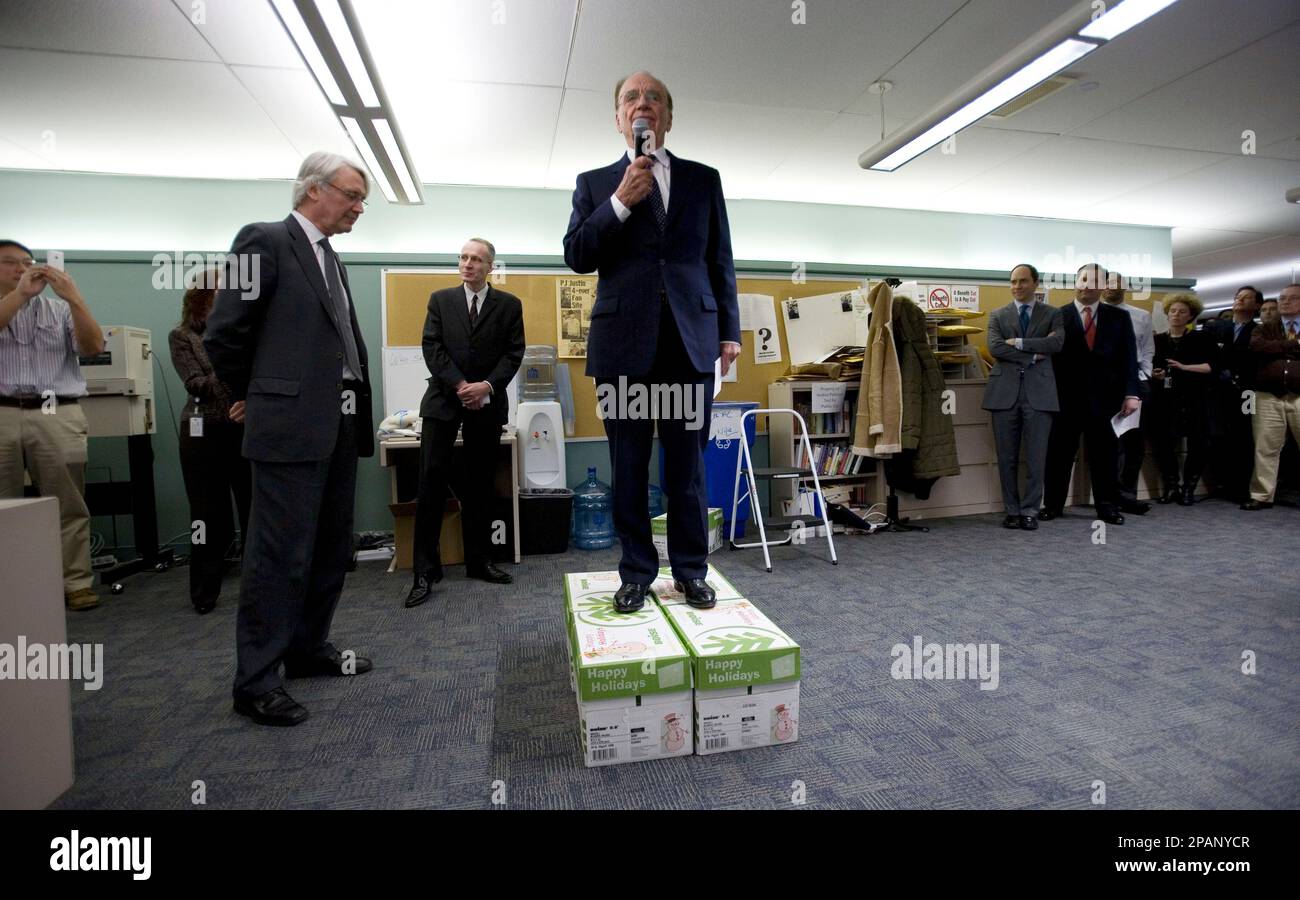 Rupert Murdoch, Chairman and CEO of News Corp, addresses a crowded 