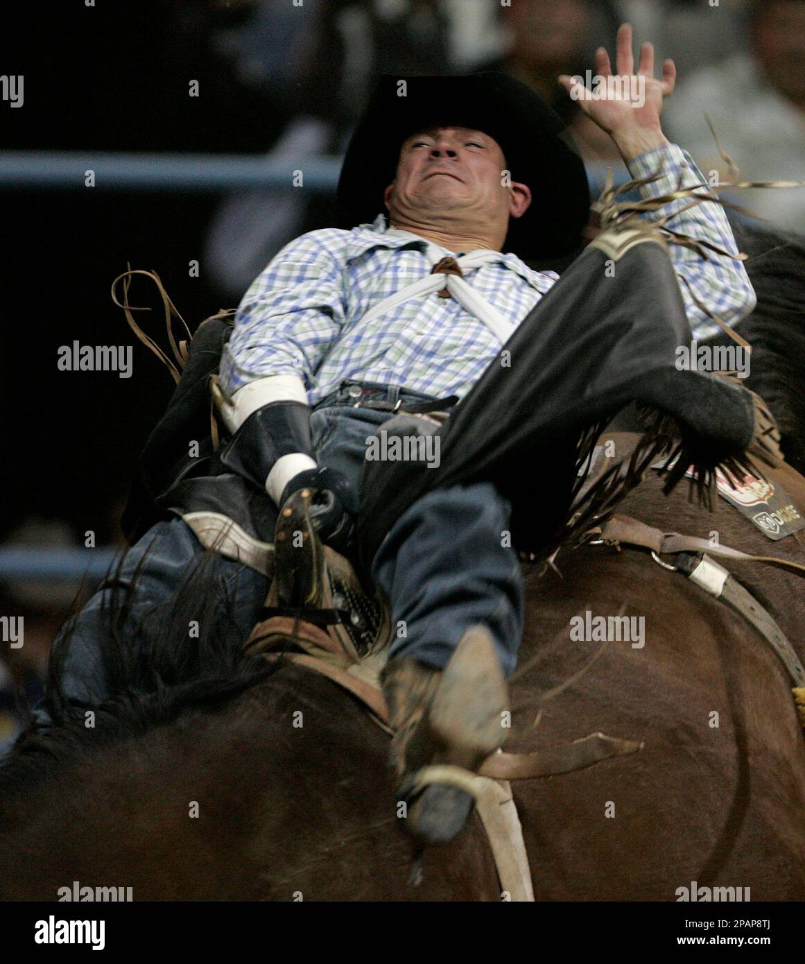 Jason Jeter, of Mansfield, Texas, rides Fancy Free during the fifth go