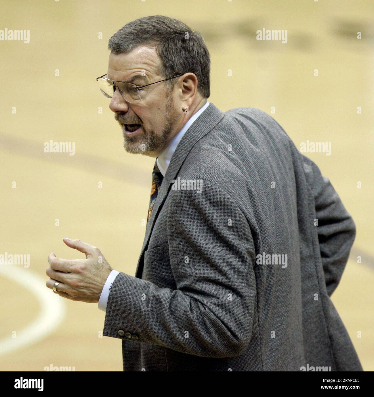 Seattle SuperSonics Coach P.J. Carlesimo Talks To His Team In The First ...