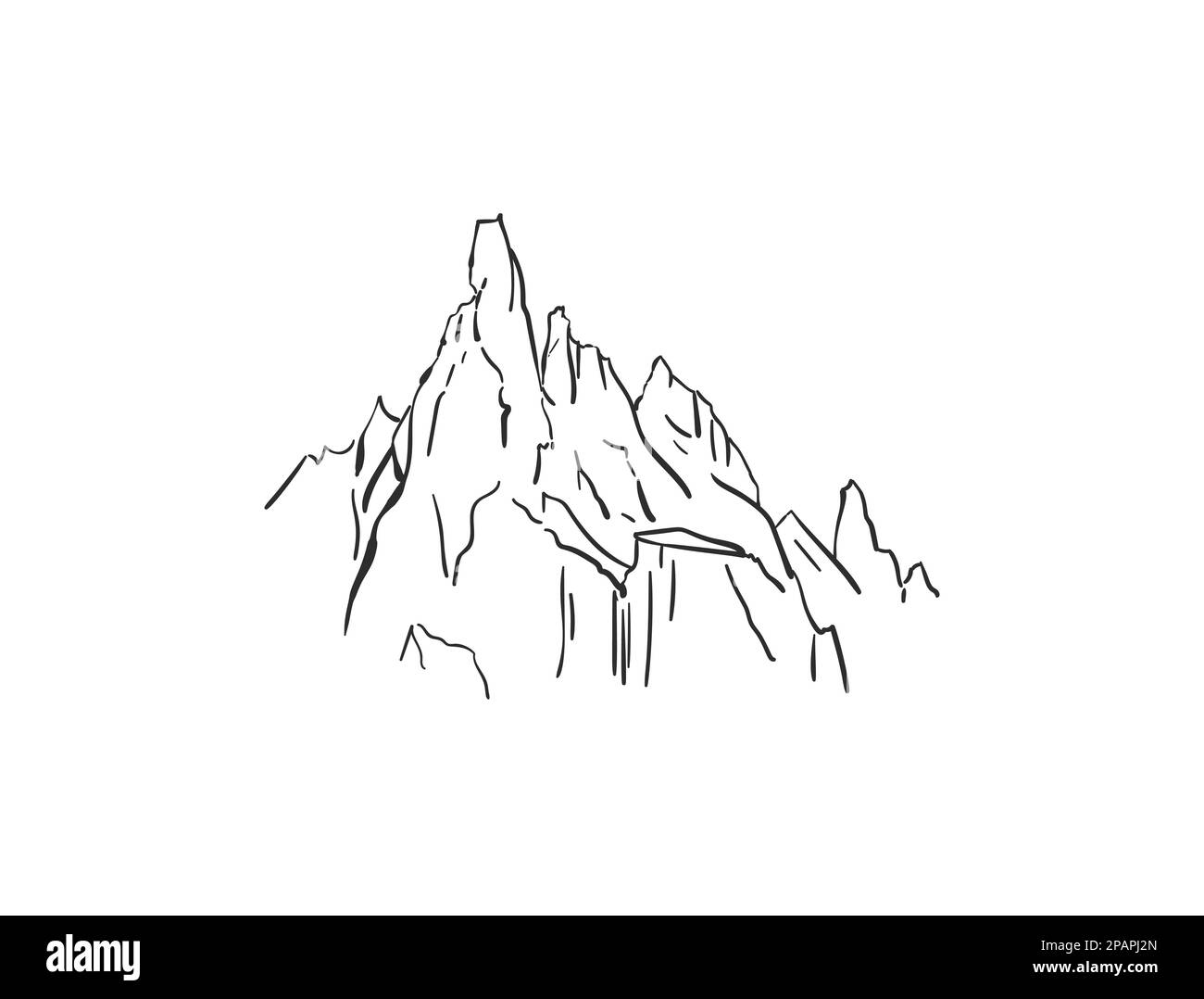 Linear sketch of Cerro Torre mountain in Patagonia, Hand drawn vector illustration Stock Vector