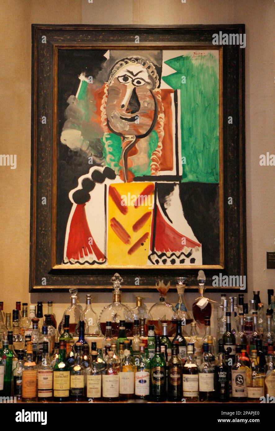 Pablo Picasso's painting "Bust of a Man" hangs on the wall at Picasso