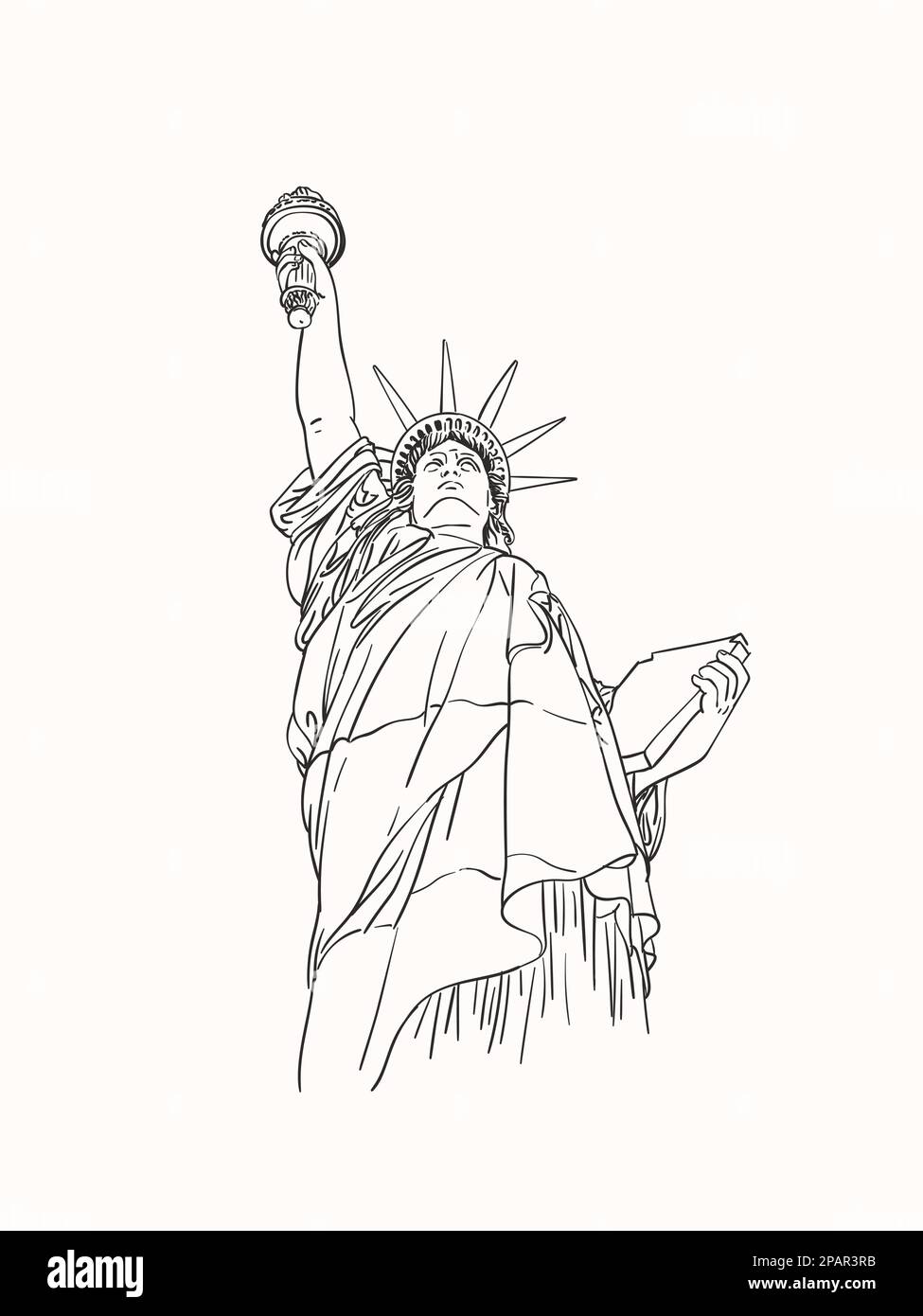 Sketch of Statue of Liberty New York City USA, Hand drawn vector linear ...