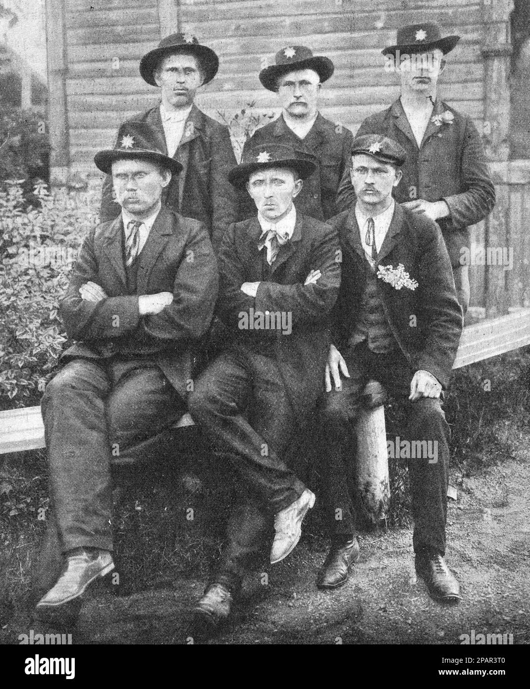 Types of the Finnish Red Guards. Photo from 1906. Stock Photo