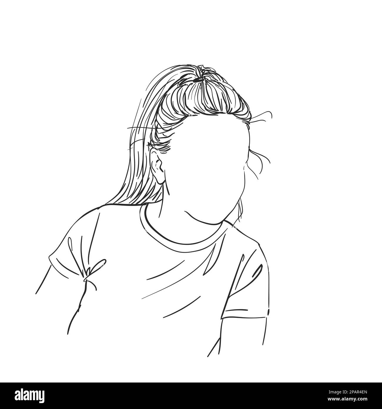 Vector sketch of woman's head with no face, Hand drawn illustration isolated Stock Vector Image
