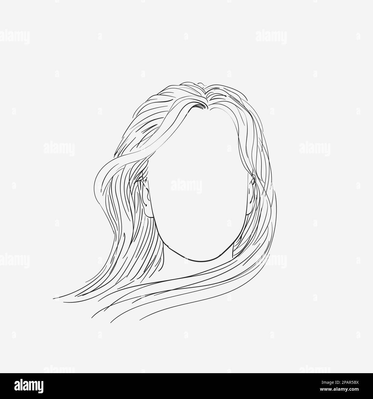 Vector sketch of woman's head with no face, Hand drawn illustration