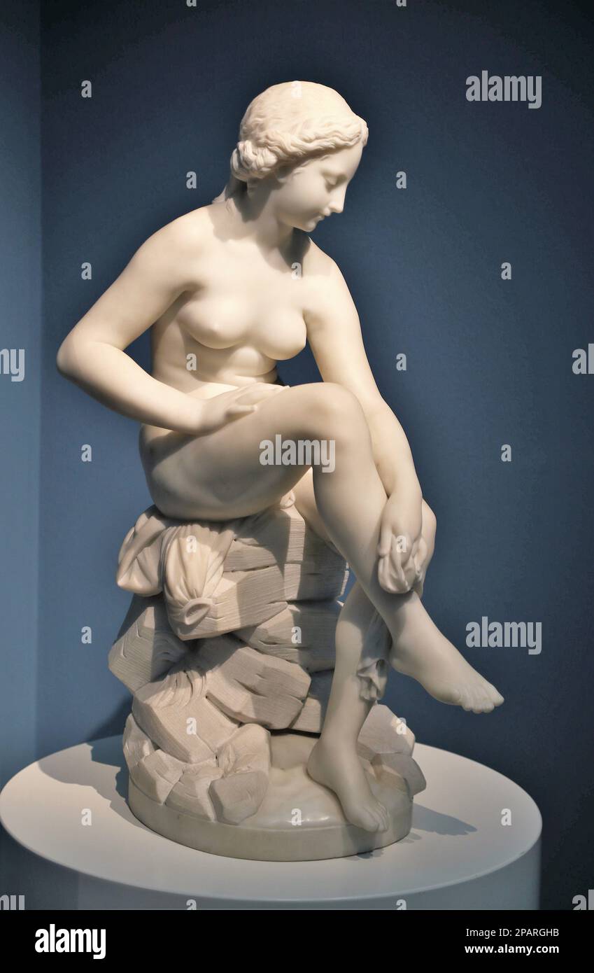 Female Bather by French Baroque sculptor Etienne-Maurice Falconet at the Wallraf-Richartz Museum, Cologne, Germany Stock Photo