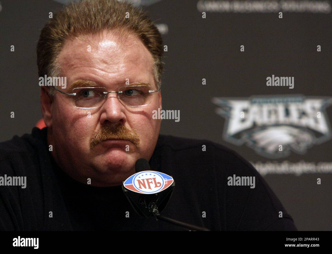Philadelphia Eagles football head coach Andy Reid addresses a news