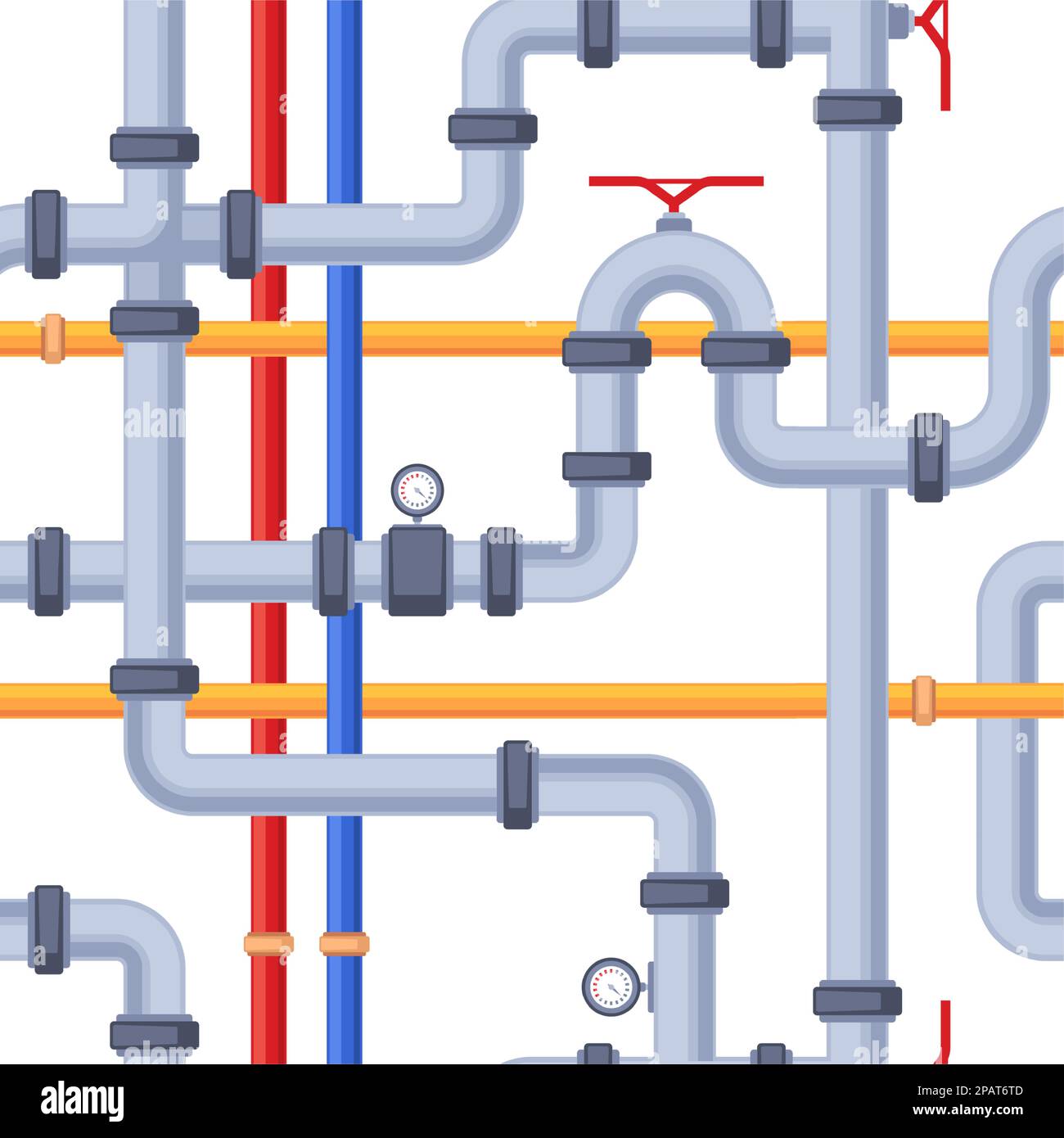 Pipeline pattern. Seamless print with water pipe details, drainage