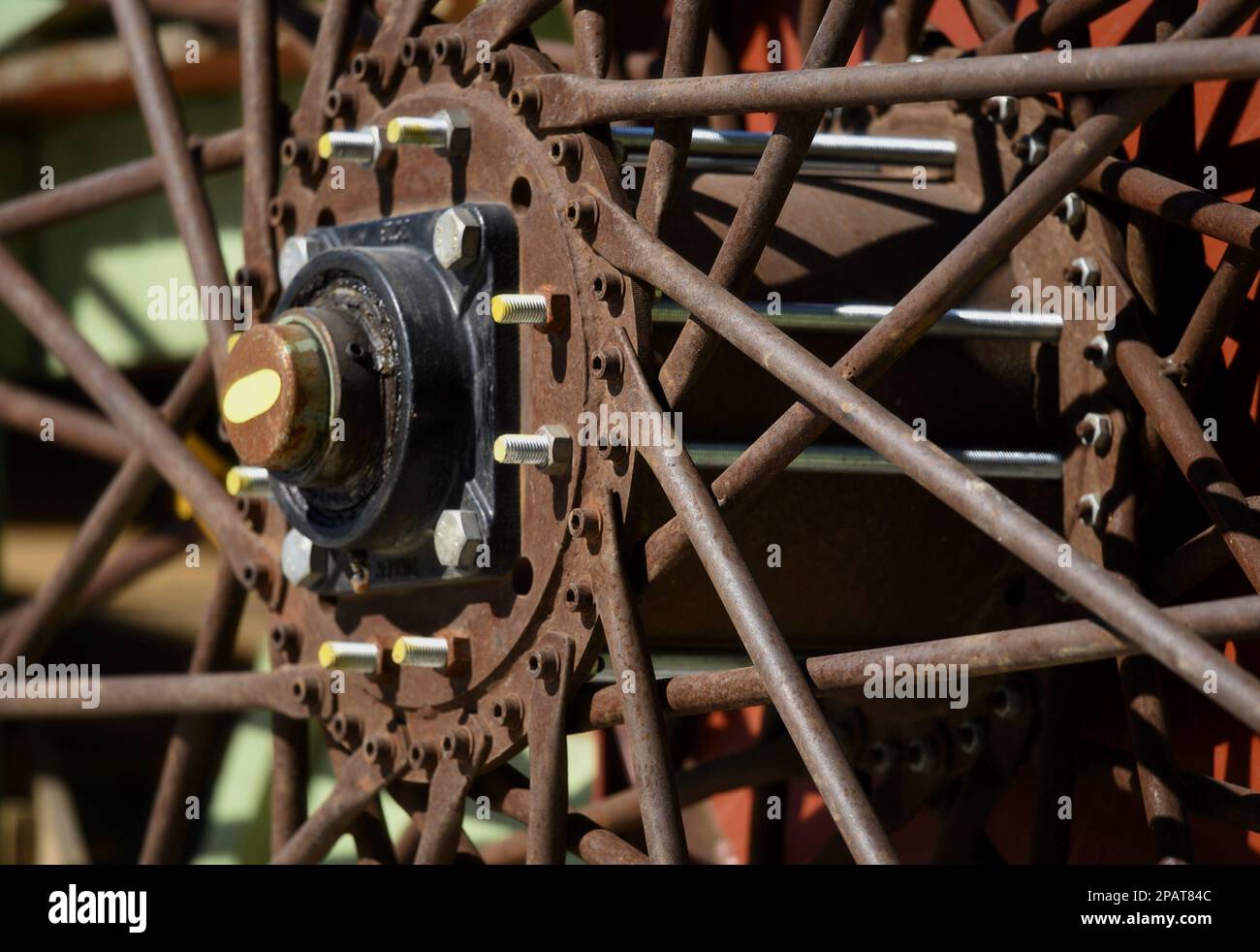 Vintage stagecoach metal wagon wheel details Stock Photo Alamy