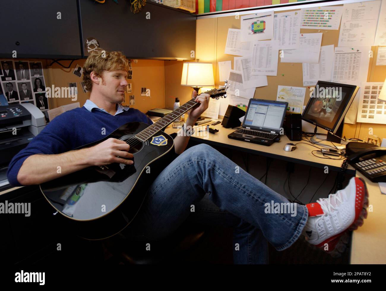 Los Angeles Galaxy general manager Alexi Lalas plays the guitar in his  office at the Home Depot Center in Carson, Calif., Monday, Nov. 19, 2007.  Lalas has always understood that sports--especially ones