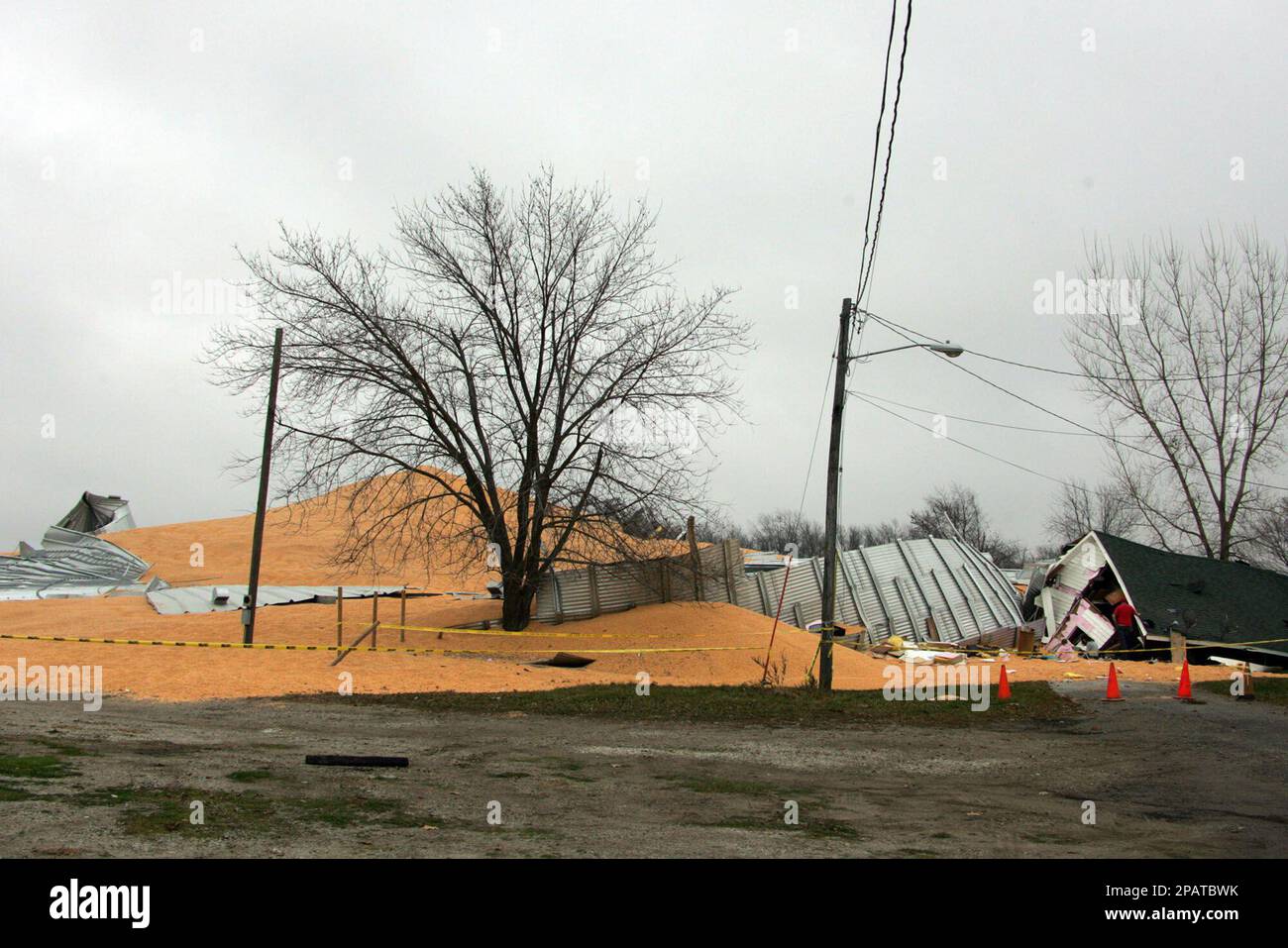 The result of a grain bin collapse on Jesse and Jennifer Kellett's home