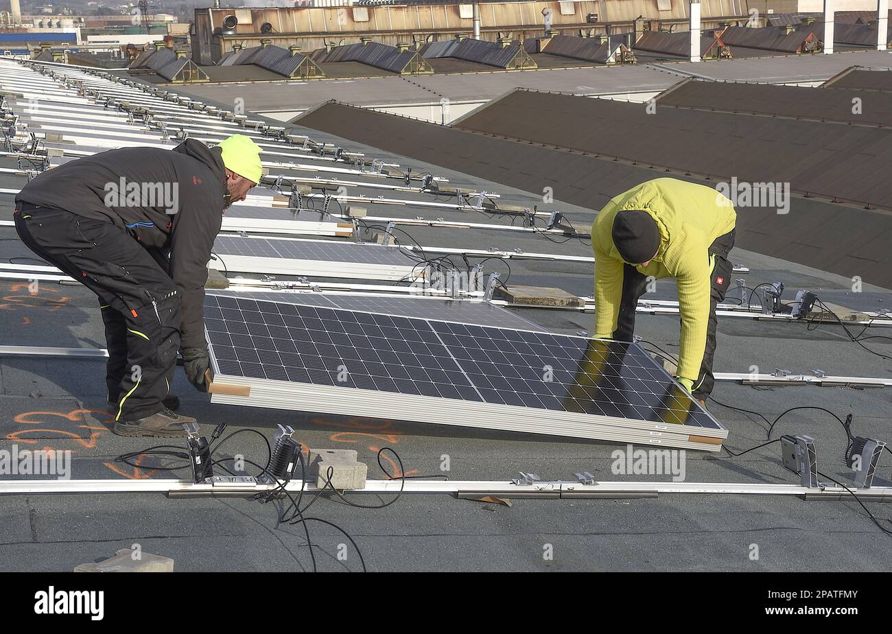 Opening of rooftop solar power plant at PSP machinery (Prerovske strojirny)  factory, Czech Republic, March 12, 2023. (CTK Photo/Drahoslav Ramik Stock  Photo - Alamy