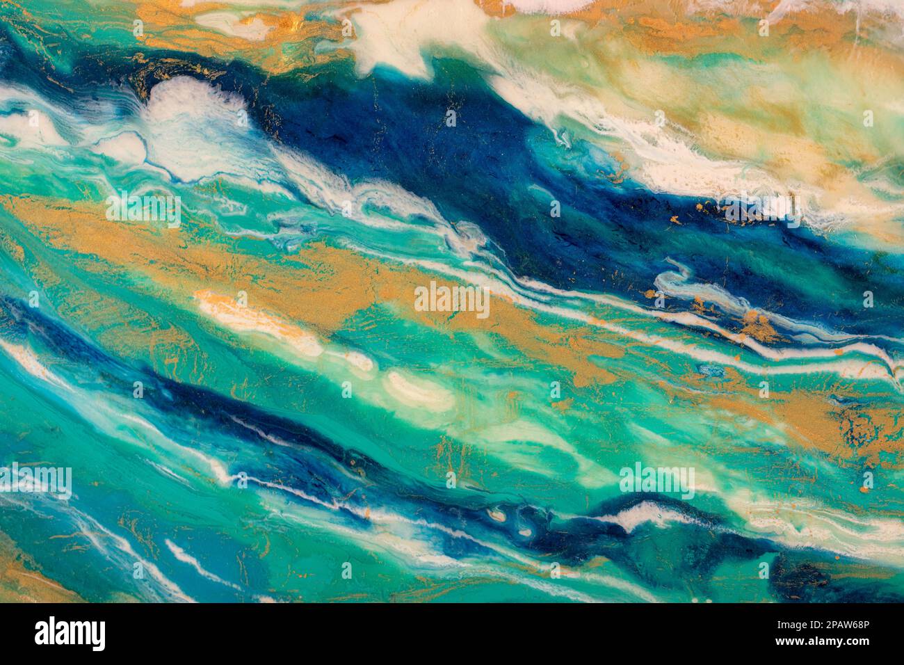 Abstract fluid art background blue white colors. Liquid marble. Acrylic ...