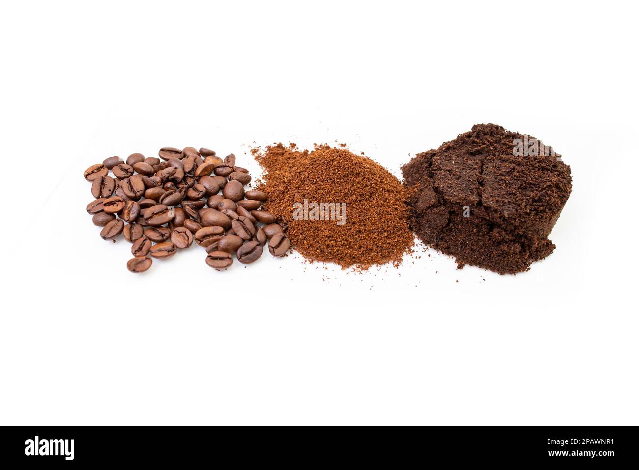 From bean to cup, Coffee trip from beans to used coffee, close up