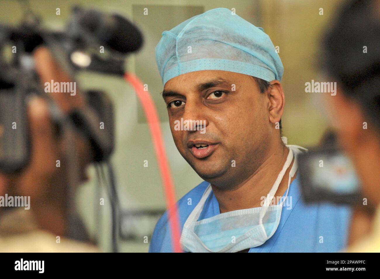 Chief orthopedic surgeon Dr. Sharan Patil, addresses the media at the