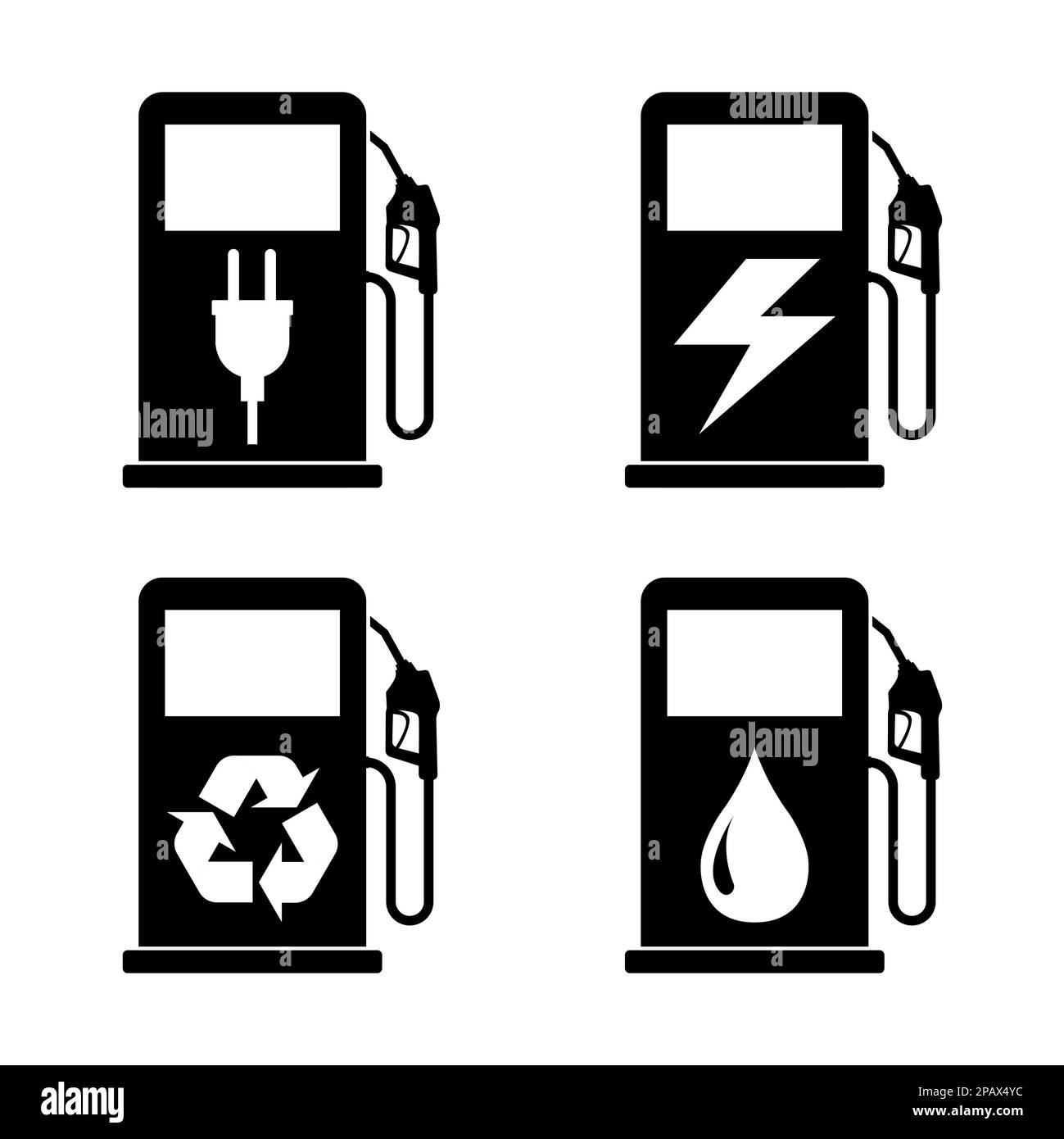 Set of Gas station icon, nozzle vector, pump gasoline design, oil power ...