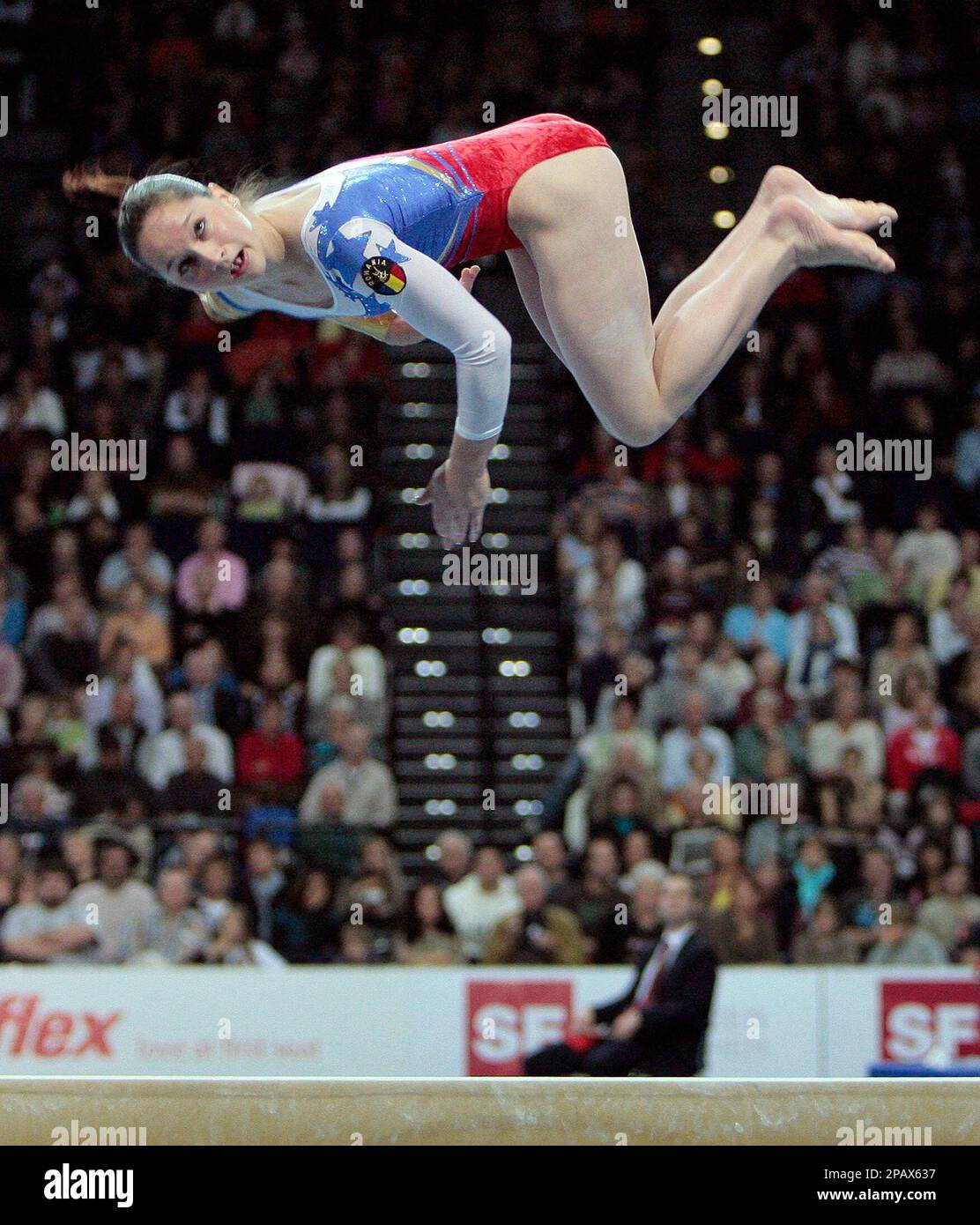 Steliana Nitor of Romania performs on the balance beam during the