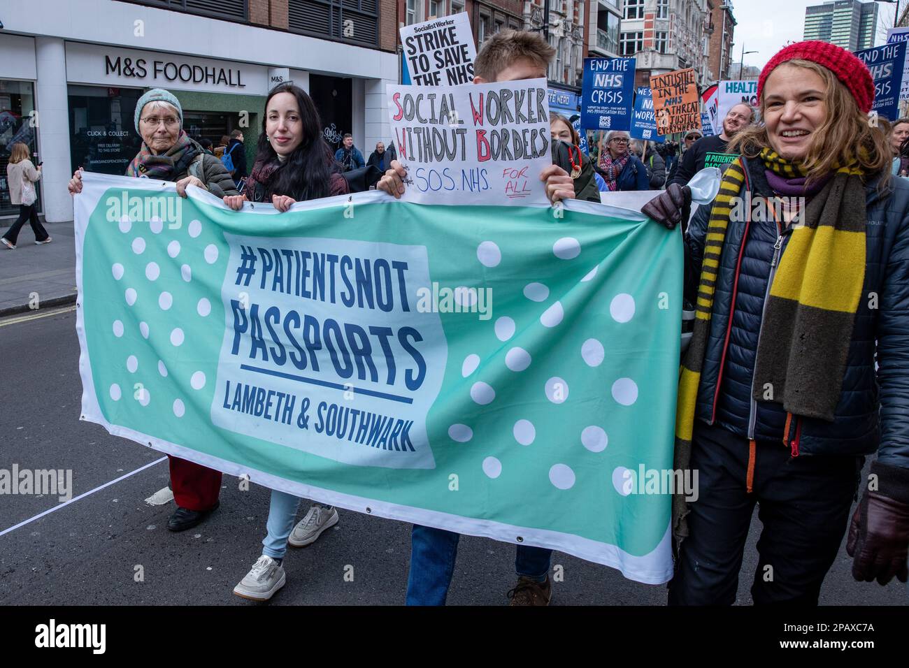 London Uk 11th March 2023 Patients Not Passports Activists Attend An Sos Nhs March Against 9079