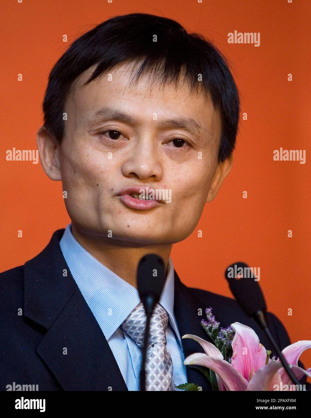 Chairman and CEO of Alibaba Group Jack Ma speaks before witnessing a joint  ventures partnership signning agreement with Cisco at a hotel in Beijing,  China, Thursday, Nov. 1, 2007. Network gear maker
