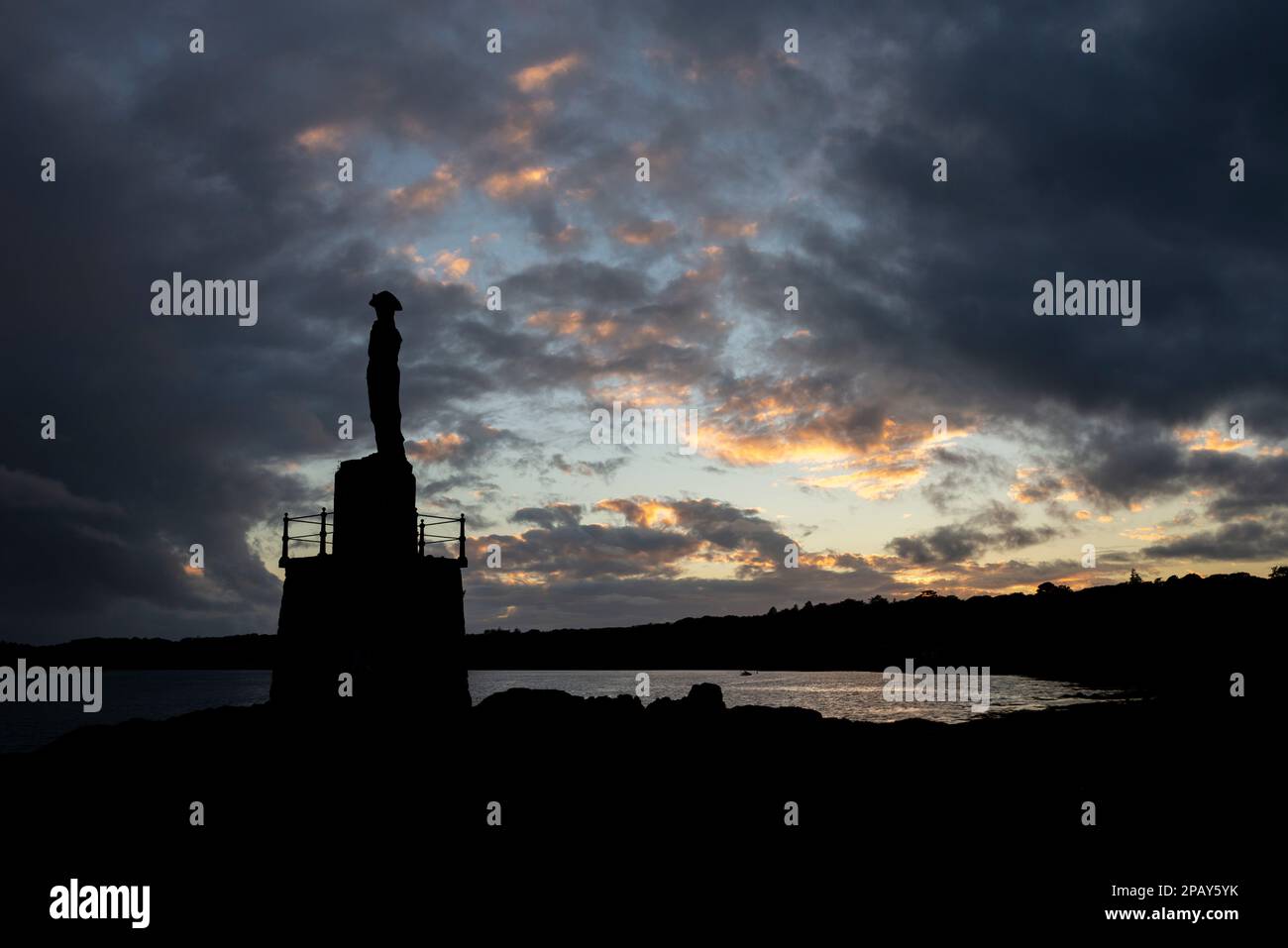 Lord Nelson's Statue near Plas Llanfair overlooking the Menai Strait, Anglesey, North Wales. Stock Photo
