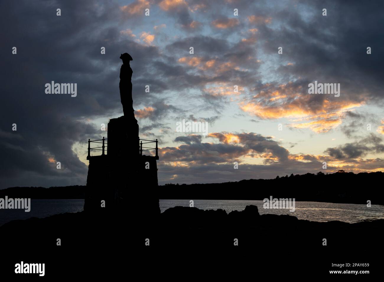 Lord Nelson's Statue near Plas Llanfair overlooking the Menai Strait, Anglesey, North Wales. Stock Photo