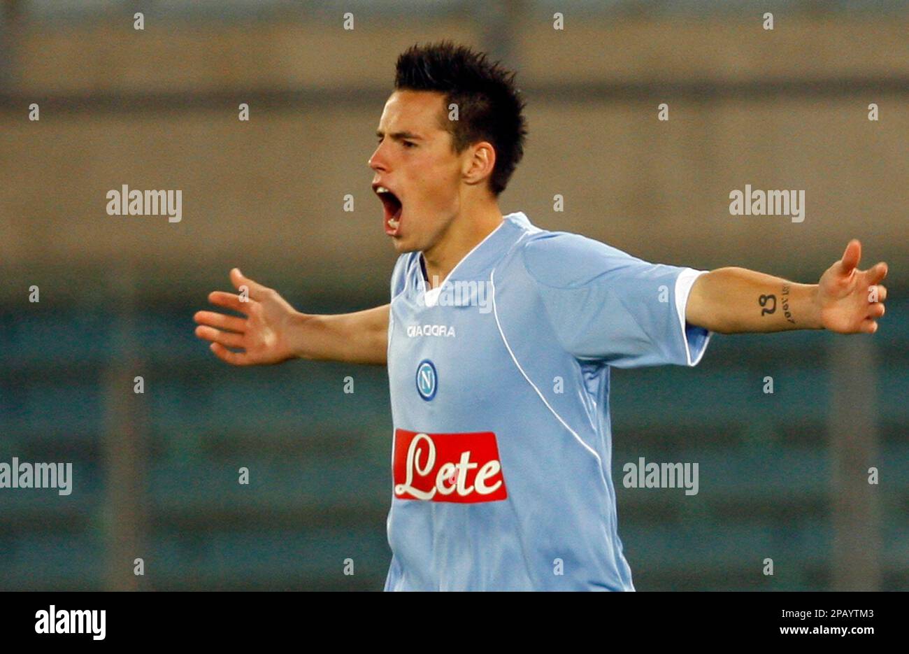 Napoli's Marek Hamsik of Slovakia celebrates after scoring during the ...