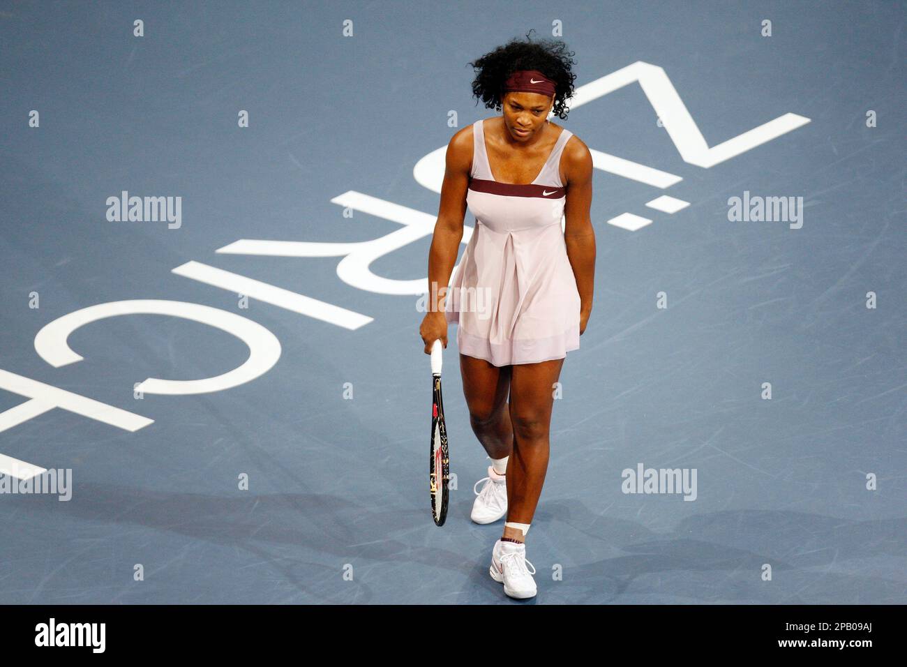 Serena Williams of America walks on the field during her first round match  versus Patty Schnyder of Switzerland at the Zurich Open tennis tournament  in Zurich, Switzerland, on Tuesday, October 16, 2007.