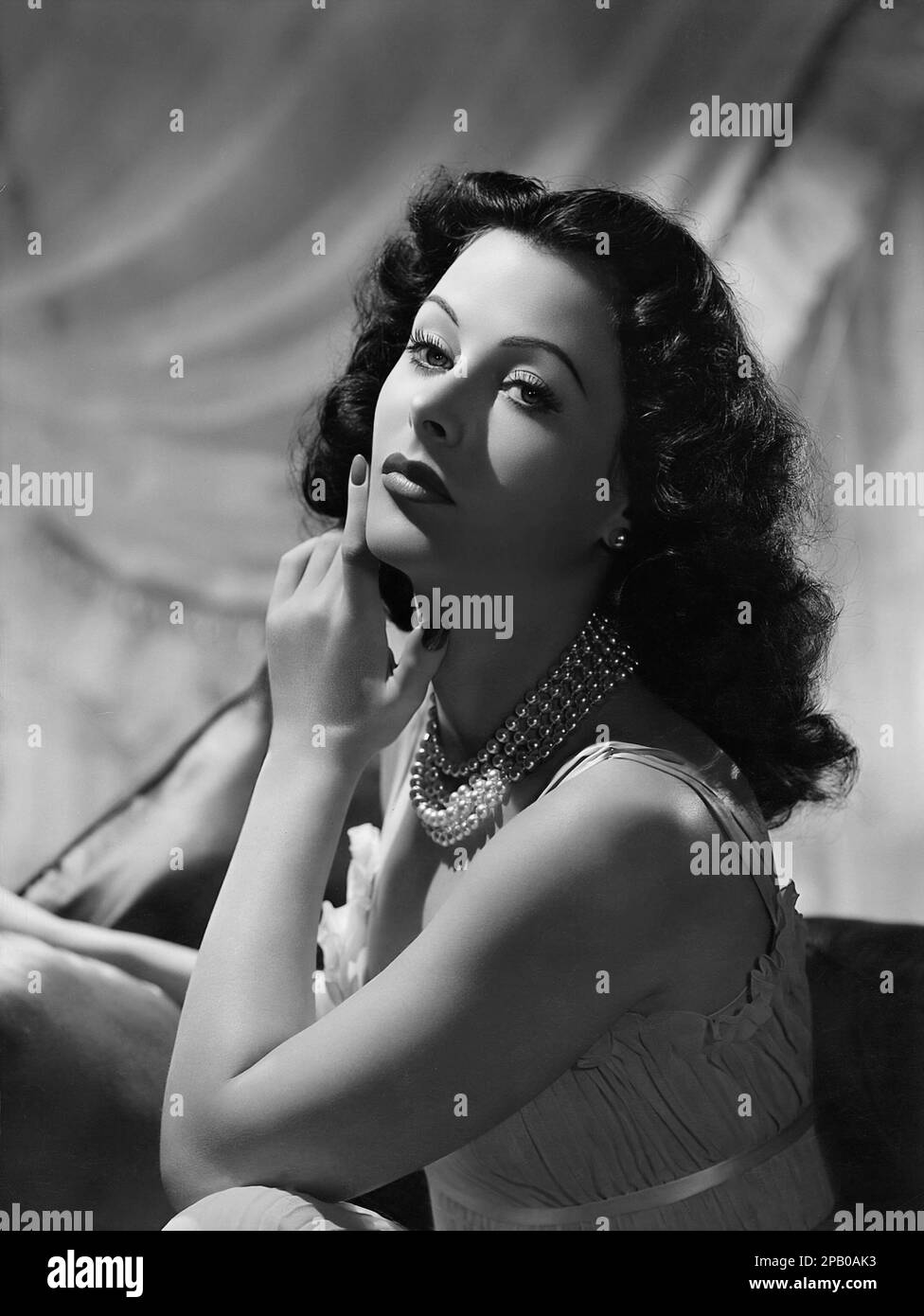 Hedy Lamarr Publicity Photo Portrait (1942). Still black and white Stock Photo