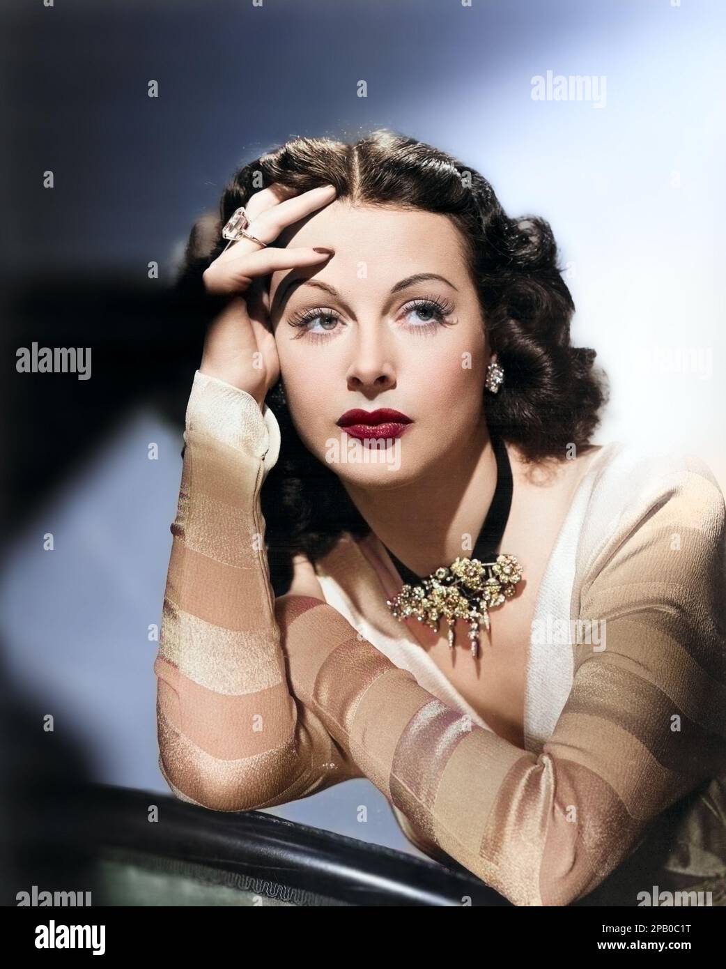 Hedy Lamarr publicity photo 1940s colorized Stock Photo