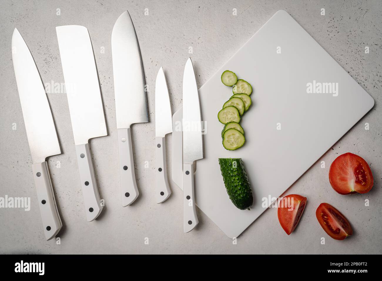set of kitchen knives Stock Photo Alamy