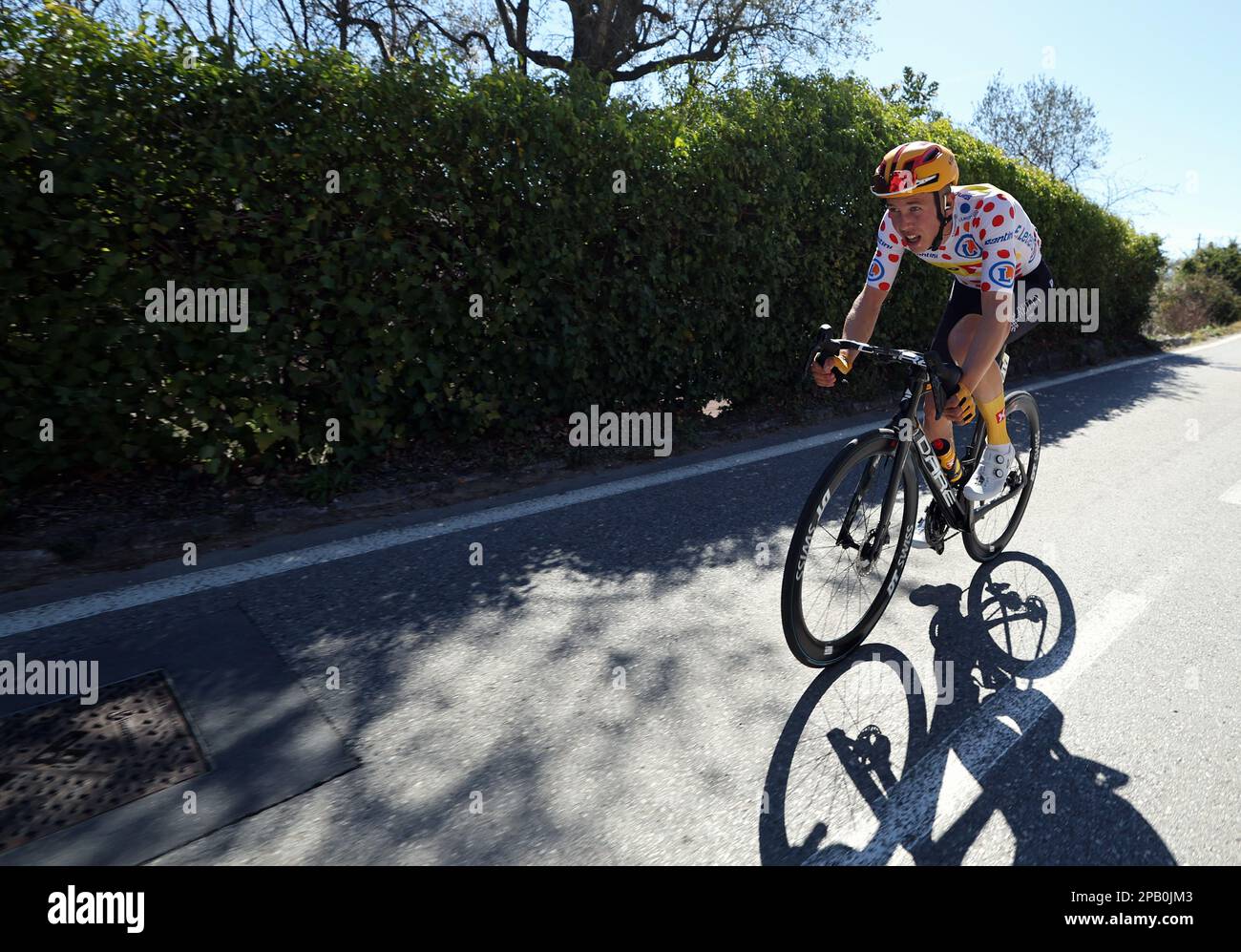 Denmark's Gregaard Jonas Wilsly of Uno-X pro cycling team pictured in action during stage 8, the final stage of the 81st edition of the Paris-Nice eight days cycling race, 118,4km from and to Nice, France, Sunday 12 March 2023. BELGA PHOTO DAVID PINTENS Credit: Belga News Agency/Alamy Live News Stock Photo