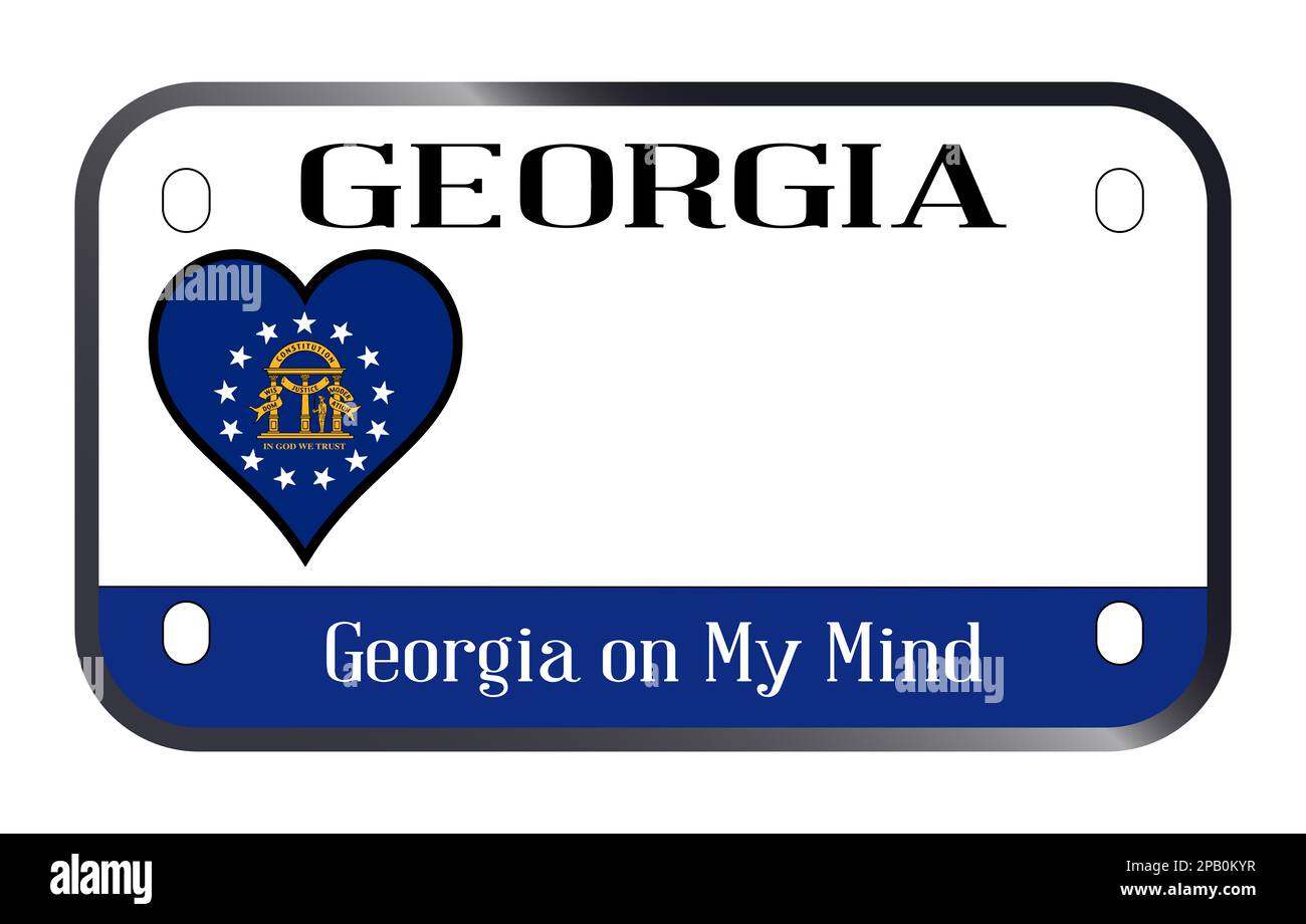 Georgia State USA motorcycle licence license plate over a white