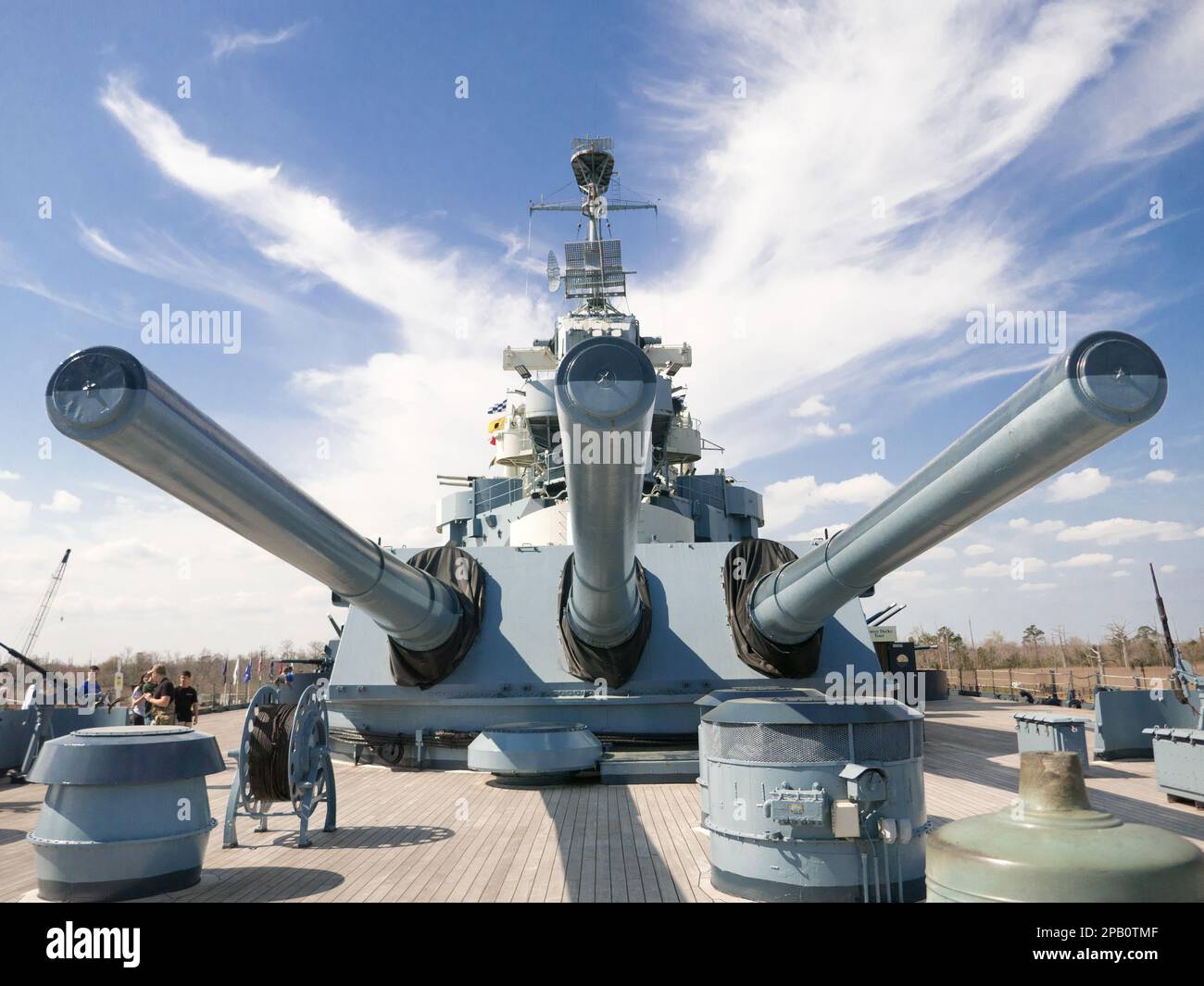 Battleship USS North Carolina docked at Wilmington, NC. Showing big 16