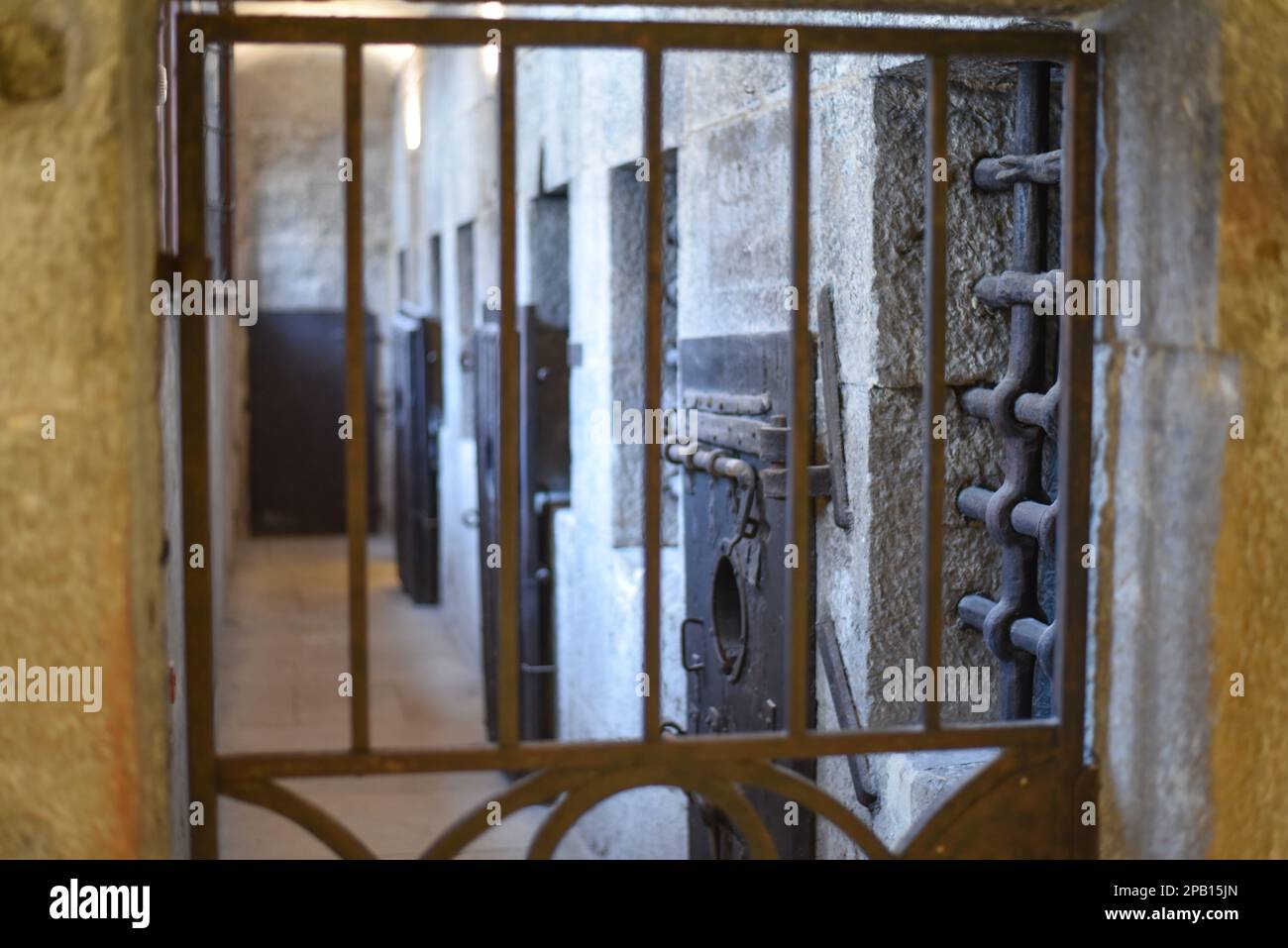 Venice, Italy - 15 Nov, 2022: Prison cells and bars in the Doges Palace ...