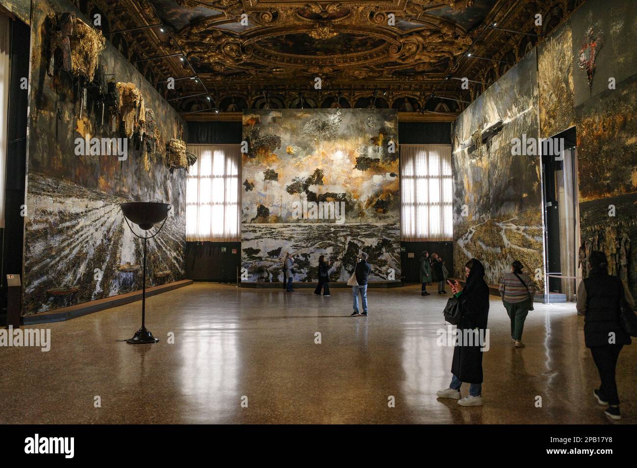 Venice, Italy - 15 Nov, 2022: Anselm Kiefer exhibition in the halls of the Doges Palace, Palazzo Ducale Stock Photo