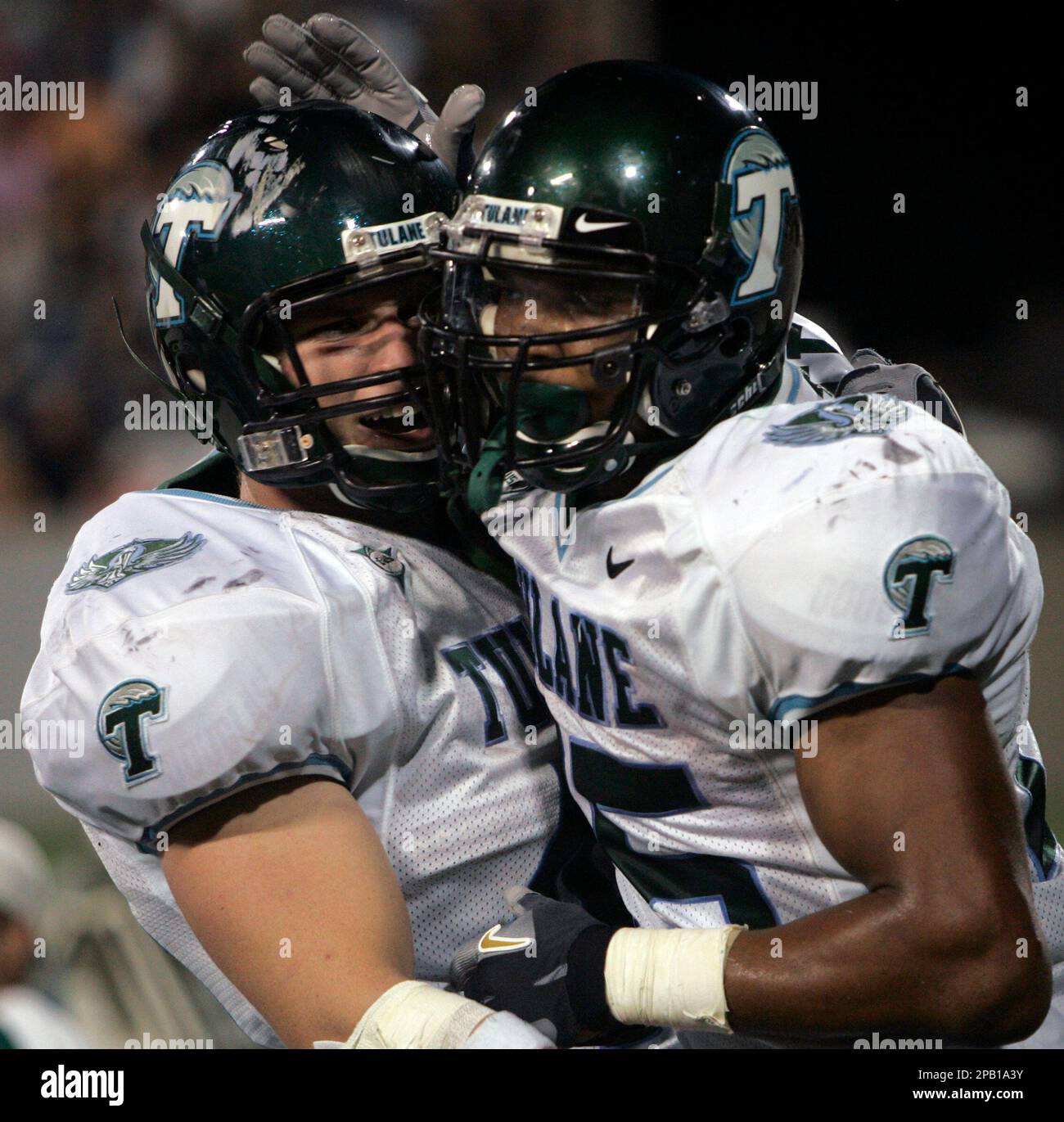 Tulane running back Matt Forte, right, celebrates with teammate Jeremy  McKinney after scoring a third-quarter touchdown against Army during college  football action at the United States Military Academy at West Point, N.Y.,