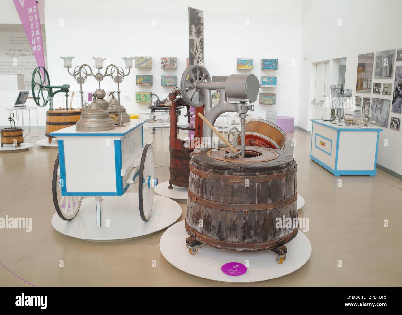 Bologna, Italy 18 Nov, 2022 Traditional Gelato machinery at the