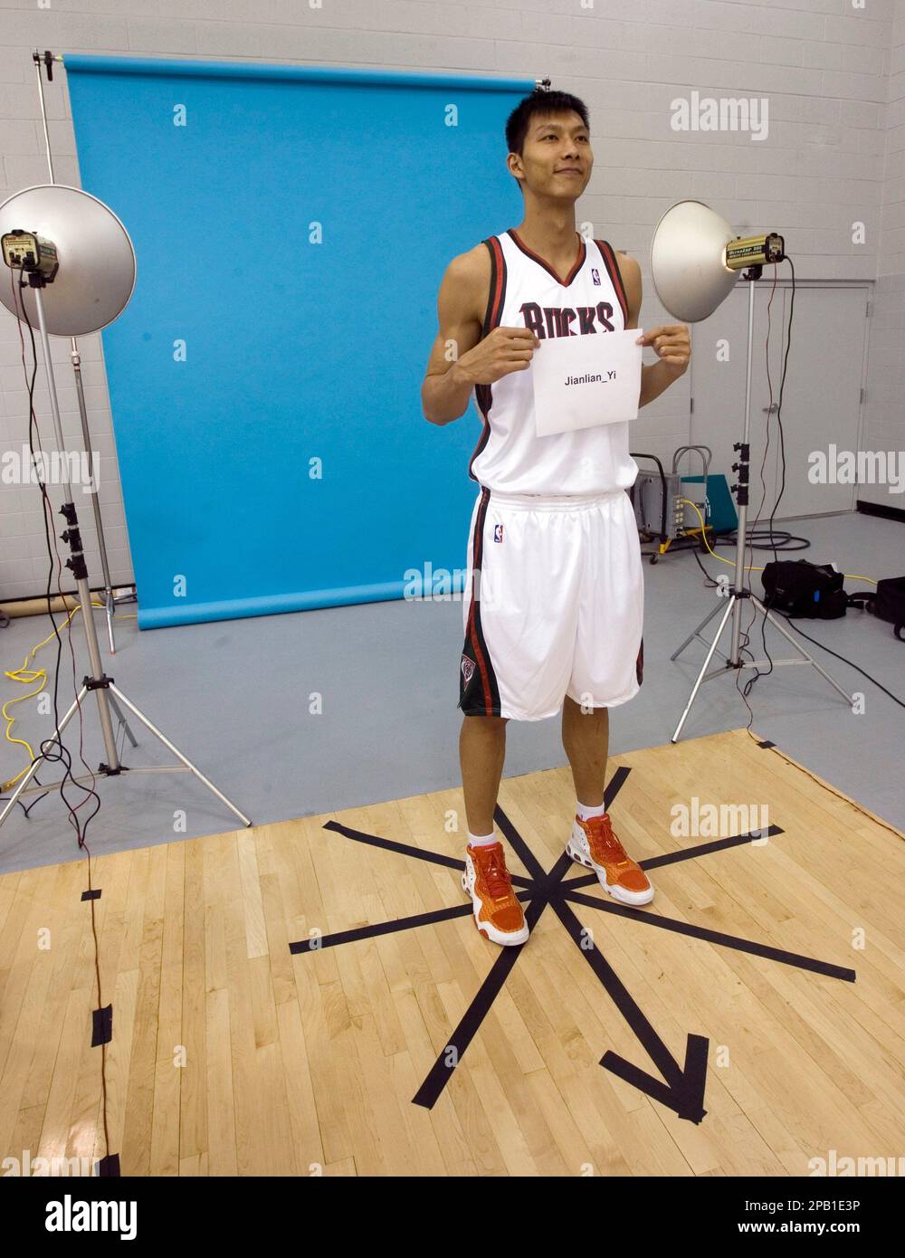 Milwaukee Bucks' Yi Jianlian of China poses for a picture during the ...