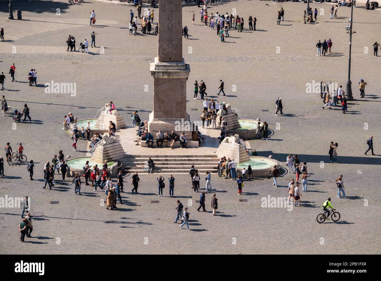 Rome, Italy. 12 March 2023. Crowds of people enjoying the warm spring