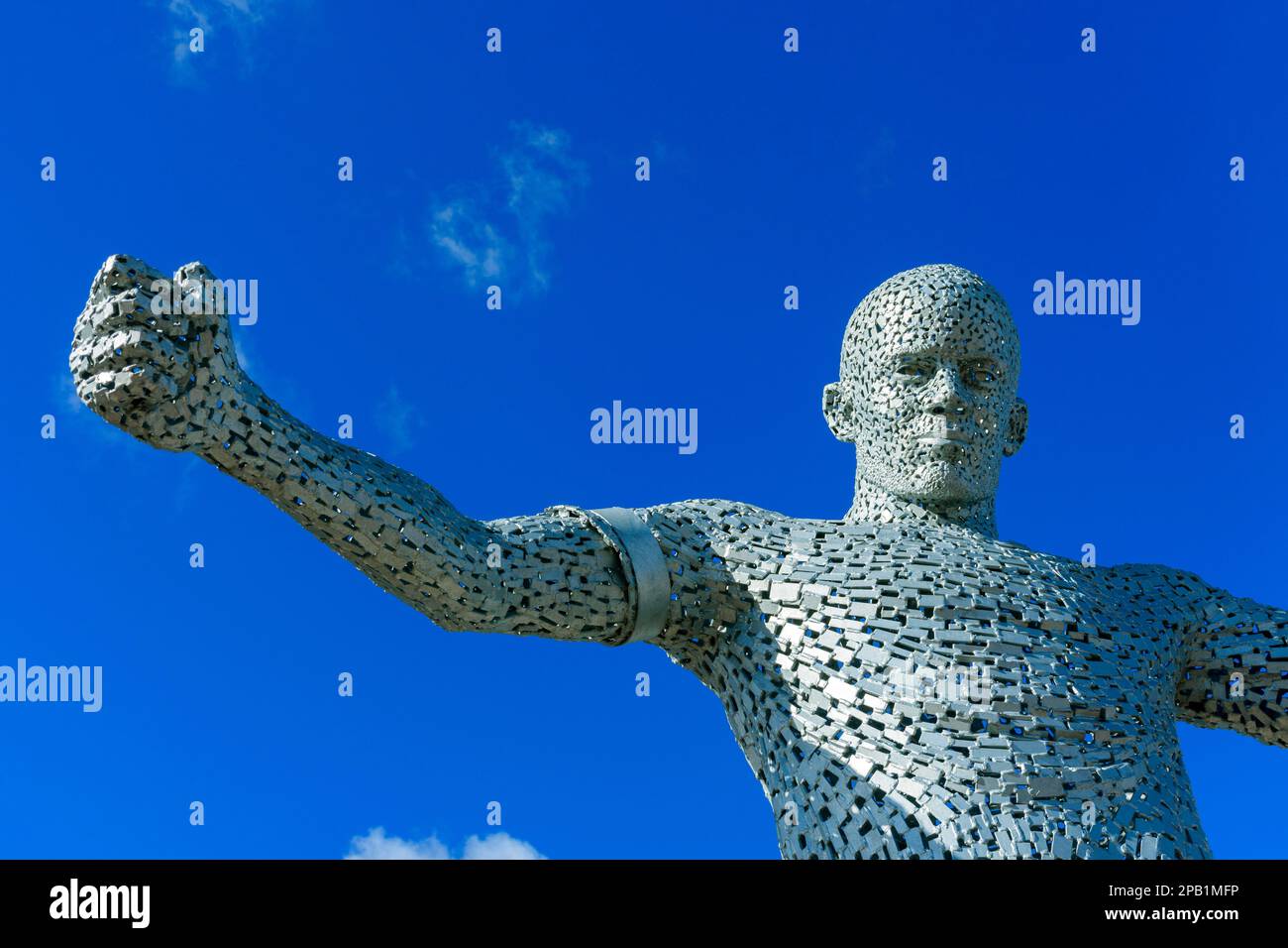 Statue of Vincent Kompany, by the sculptor Andy Scott, at the Etihad Stadium, Manchester, England, UK Stock Photo