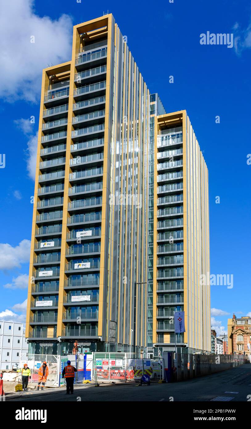 The New Victoria apartment complex nearing completion March 2023, Manchester, England, UK Stock Photo
