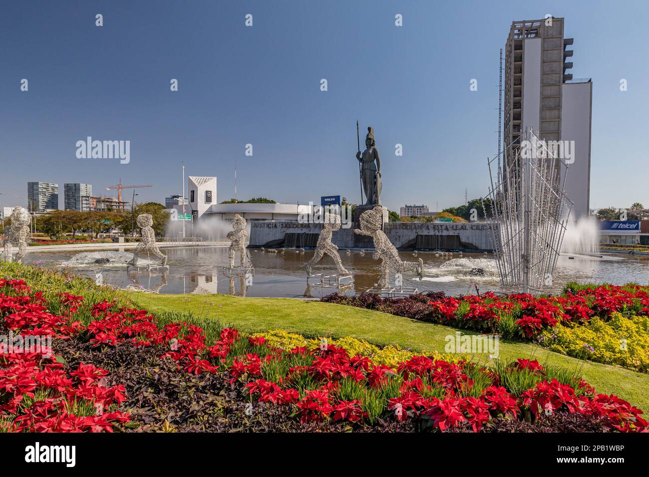 Guadalajara, Jalisco Mexico. January 8, 2023. Glorieta Minerva with red