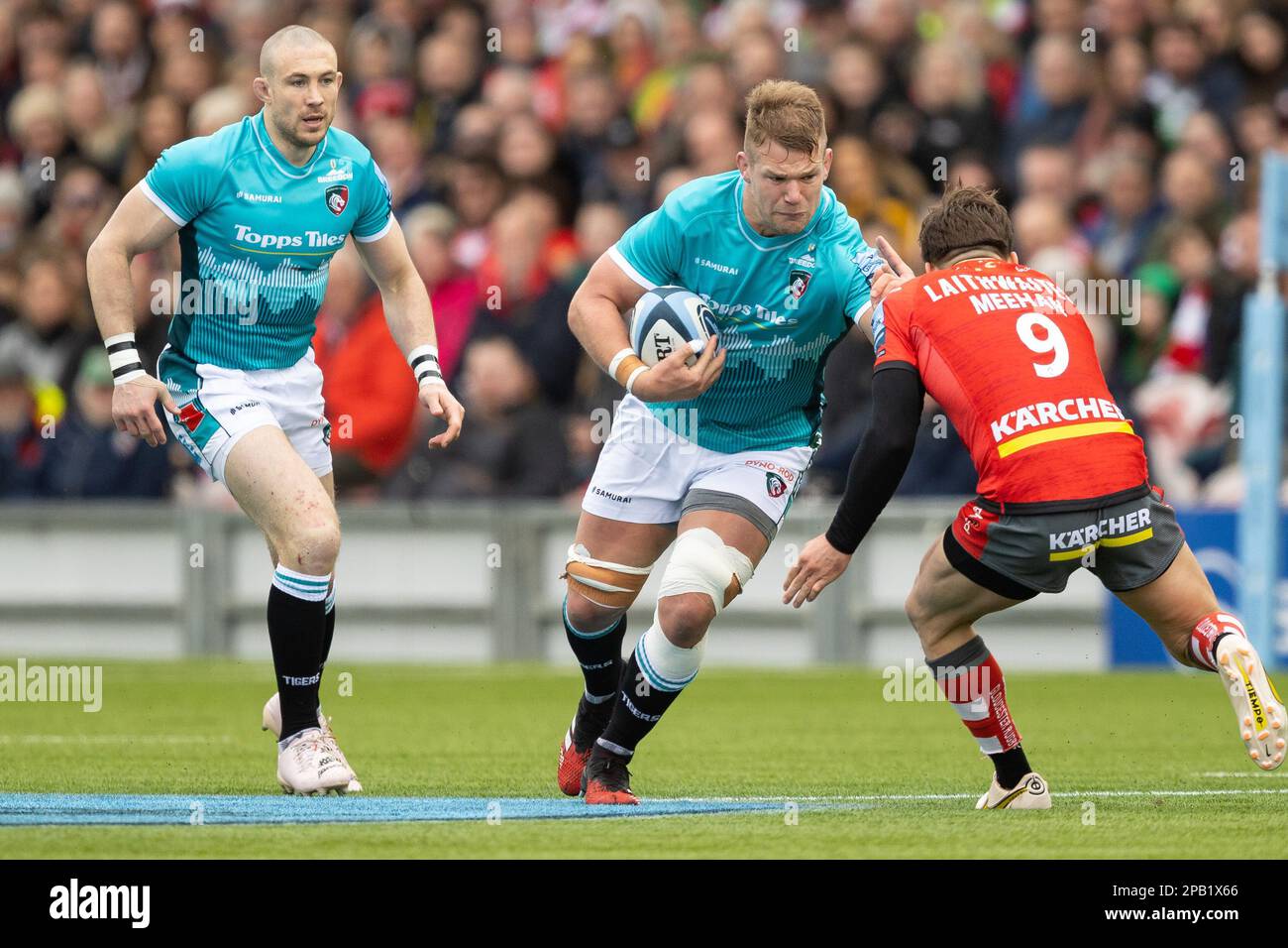 Tom West of Leicester Tigers during the Gallagher Premiership match  Gloucester Rugby vs Leicester Tigers at Kingsholm Stadium , Gloucester,  United Kingdom, 12th March 2023 (Photo by Nick Browning/News Images Stock  Photo 