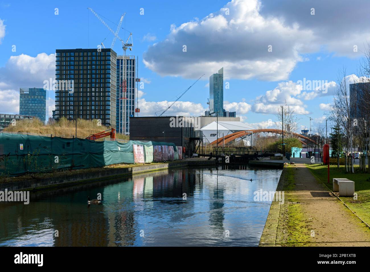 Apartments blocks at the Middlewood Locks development, from the Manchester, Bolton and Bury Canal, Salford, Manchester, England, UK Stock Photo