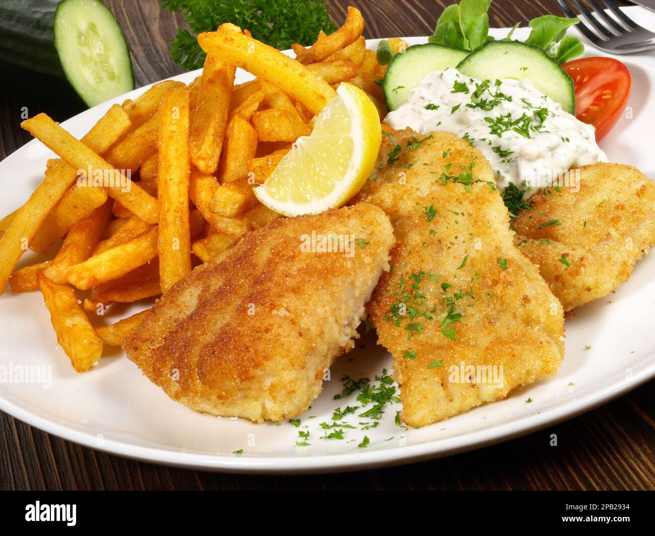 Fried Fish with French Fries Stock Photo Alamy